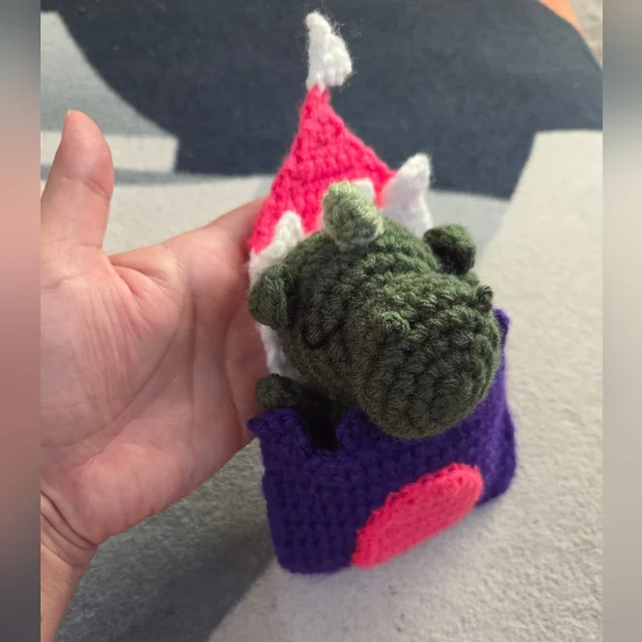 Handmade Castle and Dragon Crochet Set - Purple, Pink, Green - Picture 5 of 5